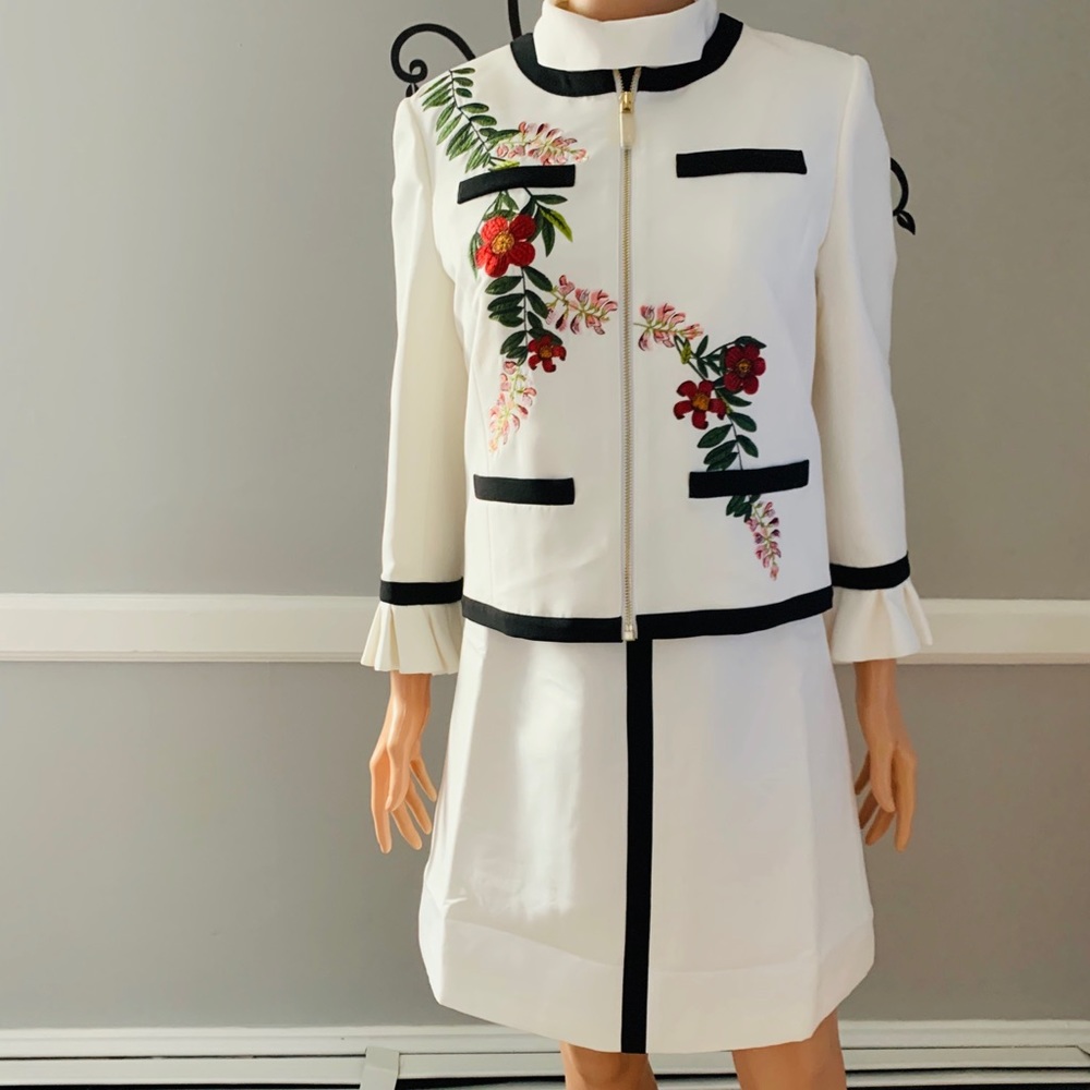 NWT TED BAKER LONDON IVORY EMBROIDED JACKET